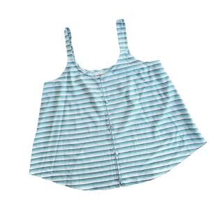 CHELSEA28 striped trapeze tank top blouse in teal peacock cinque stripe Sz S NEW